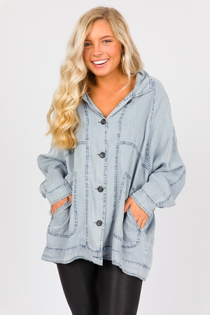 Relaxed Chambray Button Jacket