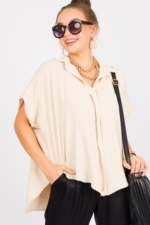 Oversized Button Up Tunic, Sand