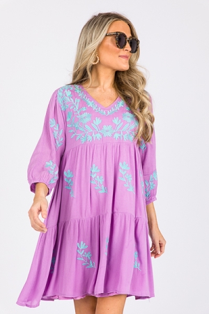 Madeline Embroidery Dress, Lilac