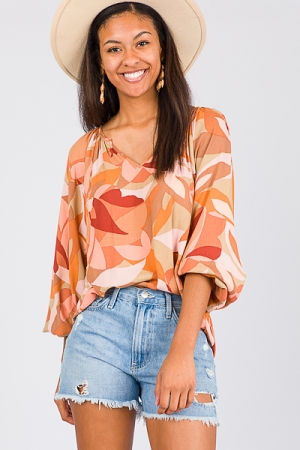 Paige Printed Top, Clay