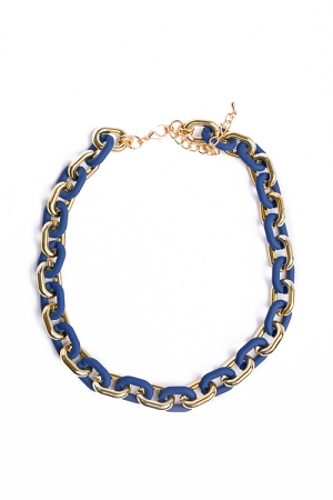 Navy Metal Link Chain Necklace