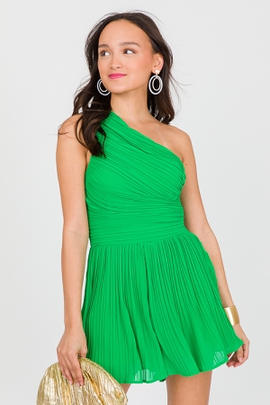 Pleated Beauty Romper, Green