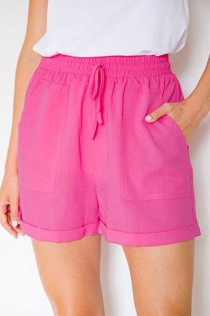 Cuff Leg Shorts, Fuchsia