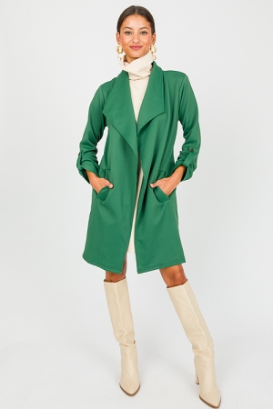 Tab Sleeve Texture Coat, H. Green