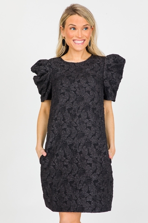Brocade Texture Dress, Black