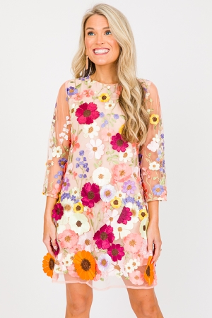 Pink Denim Ruffle Dress - New Arrivals - The Blue Door Boutique