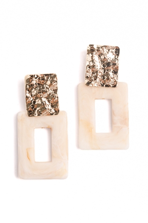 Acrylic Rectangle Earrings, Ivory