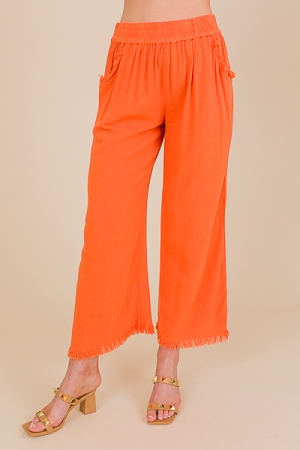 Cropped Linen Pant, Orange