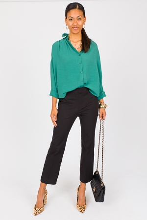 Jodi Button Up Blouse, Forest Green