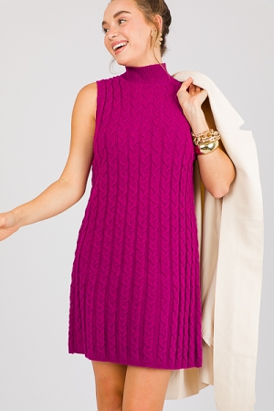 Hillary Cable Knit Dress, Plum