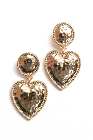 Hammered Heart Earrings, Gold