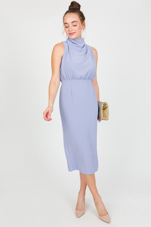 Drape Neck Midi, Blue
