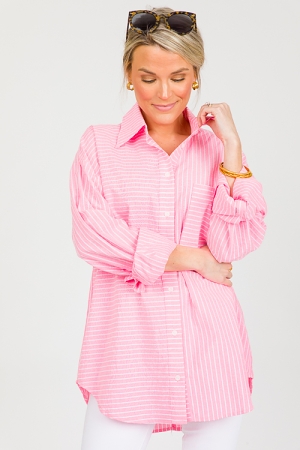 Directional Stripe Shirt, Neon Pink