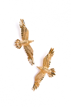 Flying Eagle Earrings, Gold