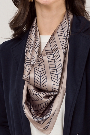 Geo Silky Scarf, Taupe