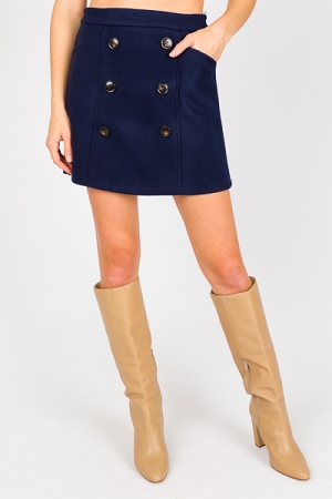 Double Buttons Skirt, Navy