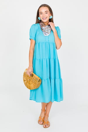 Subtle Stripe Midi, Aqua Blue