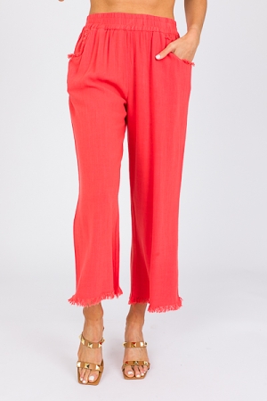 Cropped Linen Pant, Coral
