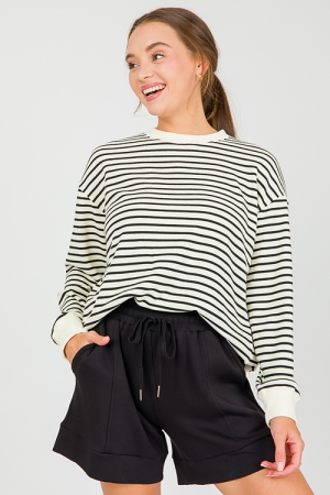 Emery Stripe Pullover, Cream/Black
