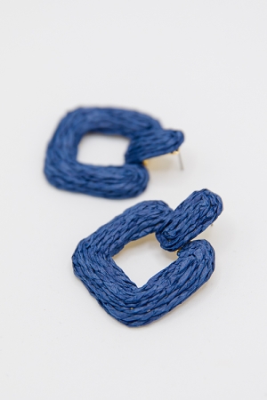 Raffia Door Knocker Earring, Navy