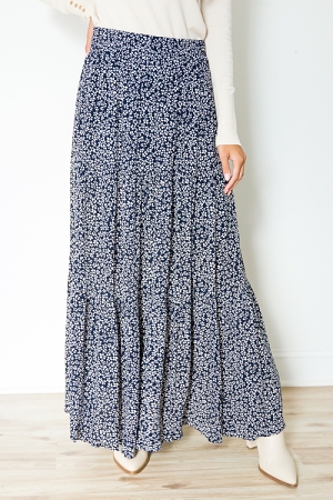 Stamped Floral Maxi Skirt