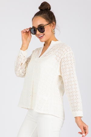 Collins Eyelet Top, Ivory