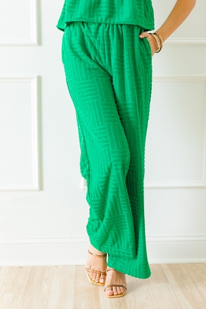 Terry Textured Pants, Green