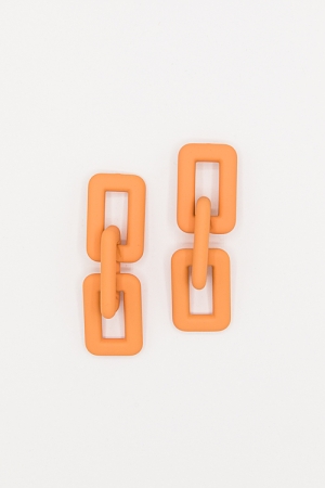 Matte Chain Drop Earrings, Orange