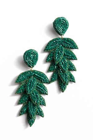 Marquise Leaves Earrings, Green