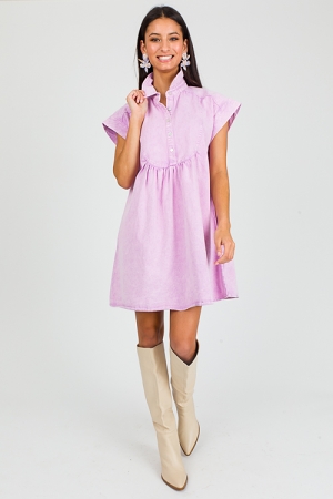 Callie Denim Dress, Lavender