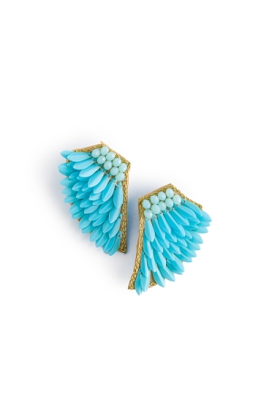 Glass Bead & Wing Earring, Turquoise