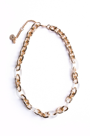 Clear With Gold Links Necklace