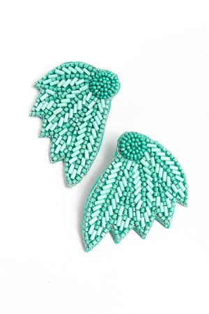 Bugle Leaf Earrings, Turquoise