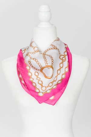 Printed Chain Silk Scarf, Pink