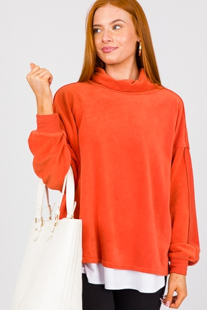 Cozy Up Soft Pullover, Rust