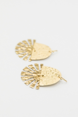 Fan & Wedge Tiered Earring, Gold