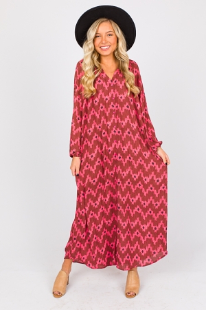 Ikat Belted Maxi, Ruby