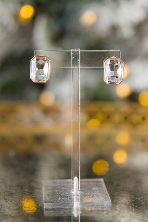 Glass Octagon Stud Earrings