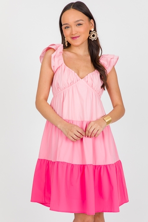 Sweet Colorblock Dress, Pink