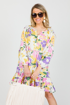 Piper Floral Dress, White
