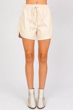 Buttery Leather Shorts, Cream
