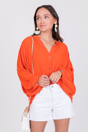 Elevated Button Blouse, Orange