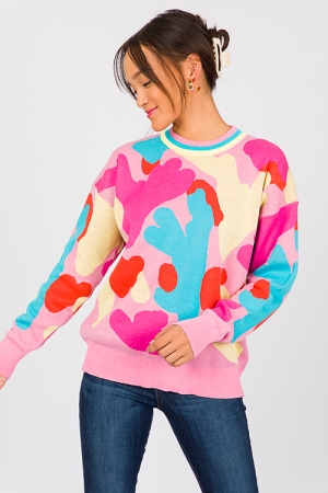 Bold Abstract Sweater, Pink Multi (MONDAY NEW ARRIVAL)