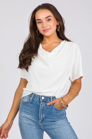 Solid Cowl Neck Blouse, Off White
