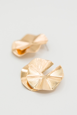 Double Fan Earrings, Gold