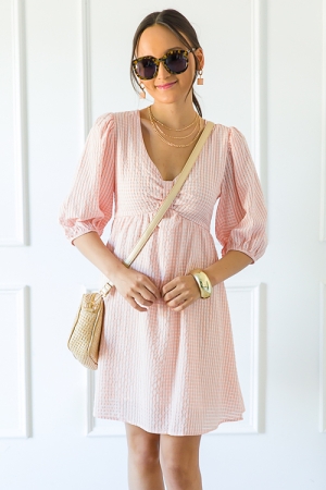 See It Through Check Dress, Lt. Coral