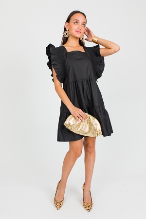 Allie Flutter Dress, Black
