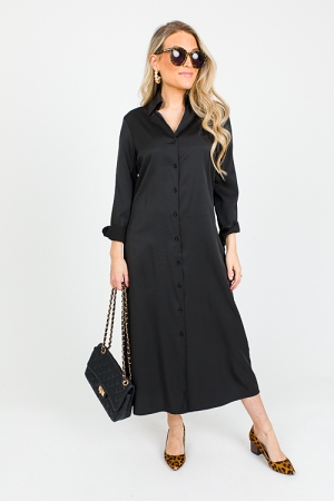 Shirt Dress Midi, Black