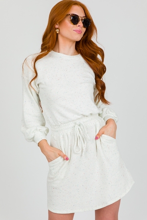 Multi Sprinkle Knit Dress, Off White