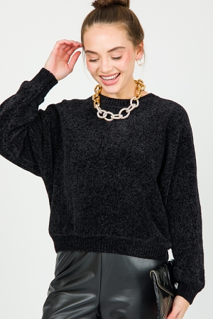 Dolman Chenille Sweater, Black